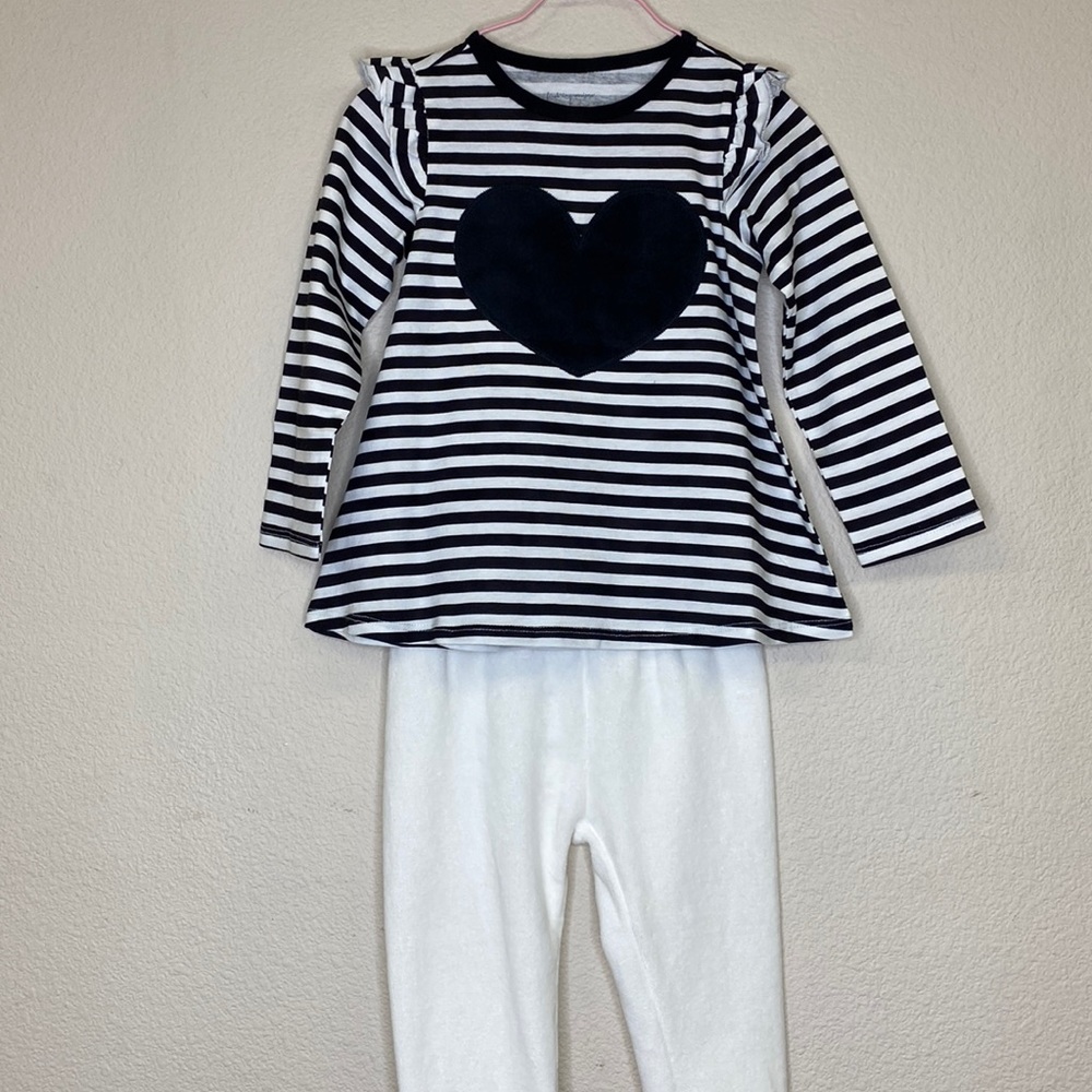 First Impressions Girl's Striped Heart Top & Soft Pull-On Pants NWT